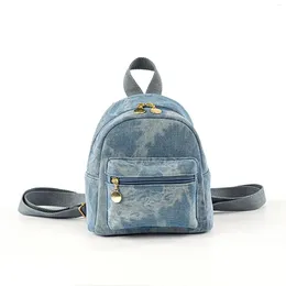 School Bags Mini Brand Designer Denim Women's Backpack Fashion Simple Bag Travel Double Shoulder Top-handle