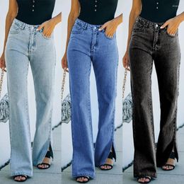 Women's Jeans Women Wide Leg Pants Denim Ankle Length Loose Fit High Waist Washing Pockets Streetwear Zipper Slight Strech 2024