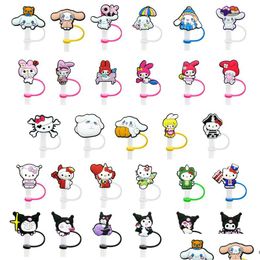 Cartoon Accessories 44 Colors Cats Kuromi Melody Sile St Toppers Er Charms Reusable Splash Proof Drinking Dust Plug Decorative 8Mm P Dhbi2