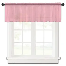 Curtain Pink Solid Colour Small Window Valance Sheer Short Bedroom Home Decor Voile Drapes