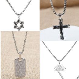 Pendant Necklaces Necklace Black Garnet Dy Onyx Men Cuban Chain Cross Designer Jewellery Women Amethyst Diamond Pendants Drop Delivery Dheny
