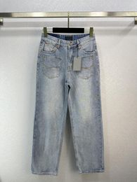 Women's Pants Women's Wash Denim Straight Leg Super Versatile One The Upper Body Comes With A Pull Effect