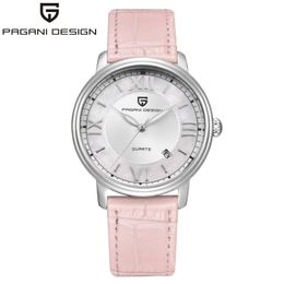 PAGANI DESIGN Fashion Casual Women Quartz Watch Automatic Date Pink Elegant Case Leather Waterproof Lady Watch Relogio Feminino230y