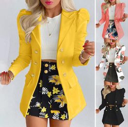 Two Piece Dress LGRQ summer fashion Sexy women clothes full sleeves blazer printed single breasted jacket and mini skirt set