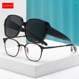 Sunglasses KLASSNUM Polarised For Women Men Fit Over Myopia Prescription Glasses Driving Goggles Fishing Sun Frame UV400