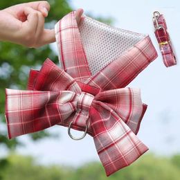 Dog Collars Cat And Puppy Cute Chest Strap Traction Rope Leash Clothes Skirt Plaid Bow Knot Durable Strong