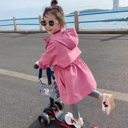 Jackets 2024 Girls Autumn Clothes Children's Korean Version Of The Windbreaker Jacket Baby Foreign Style Coat Skirt