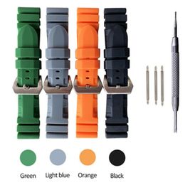 Watch Bands Sports Style Rubber Strap 24MM For Pam Band Dustproof And Waterproof Watchbands Tool2883