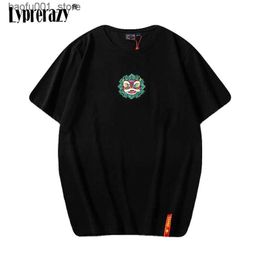 Men's T-Shirts Lyprerazy Chinese Wake Lion Embroidered Short-sleeved T-shirt Mens Summer National Tide Cotton T Shirt Q240220