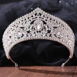 Coroa de noiva Cabeça de cabeça Spark Crystals Cristais de strassina Coroas de casamento Acessórios para cabelos da cabeça de cristal Party tiaras barroco chique doce cabeça de cabeça