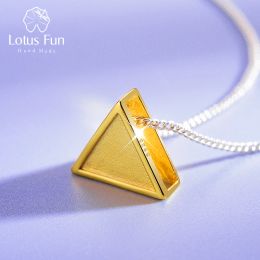 Pendants Lotus Fun Real 925 Sterling Silver Minimalism Style Geometric Triangle Design Fine Jewelry Pendant without Necklace for Women