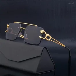 Sunglasses Rimless Rectangle Fashion Women Men Shades Big Square Sun Glasses For Female Male Summer Travelling Oculos