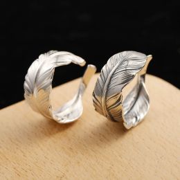 Rings Ring Unisex 925 Sterling Silver Goro Takahashi Jewelry Feathers Woman Rings for Men Vintage Indian Style Adjustable Fine