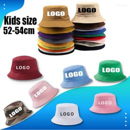 Berets Spring Autumn Kids Personalised Logo Print Embroidery Double-sided Cotton Bucket Hat Outdoor Sunscreen Children Sun Basin
