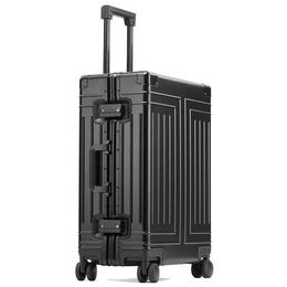 Designer luggage Boarding Rolling suitcases New top quality aluminum travel luggage business trolley suitcase bag spinner carry on rolling luggage 20 24 26 29 inch