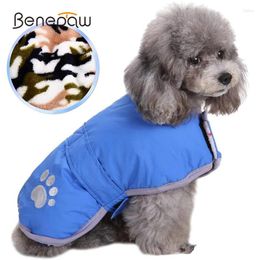 Dog Apparel Benepaw Reversible Winter Clothes Adjustable Waterproof Reflective Cozy Fleece Pet Jacket Clothing For Small Medium Big Dogs