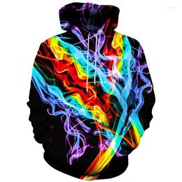 Men's Hoodies Abstract Smog Graphic Hoodie Men Clothing 3D Traffiti Neon Printed In Women Harajuku Fashion Y2k Pullover Sweatshirt