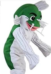 Grüner Fisch Maskottchen Kostüm Halloween Weihnachten Fancy Party Cartoon Charakter Outfit Anzug Erwachsene Damen Herren Kleid Karneval Unisex Erwachsene