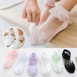 Women Socks Cute Lace Flower Mesh Summer Baby Cotton Girl See Through Anti Slip Calcetines Skarpetki 0-12Year