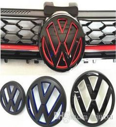 For New Golf 7 Gti MK7 Painted Colour VW logo Emblem Car Front Grille Badge and Rear Lid Back Door Mark Golf7 VII Styling6295252