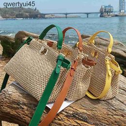 Shoulder Bags Designer Buckle Woven Straw Soulder Bags Women Messenger Bag Boemian Beac Straw Woven andbags Female Tote Clu Purse WomanH24220