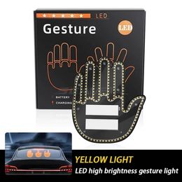 New Gesture LED Car Middle Finger Car Emergency Light Give The Bird Wave to Drivers Back Window Car Sign LED Hand Warning