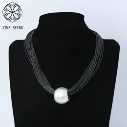 Pendant Necklaces Trend Neck Choker With Big Silver Colour Beads Collar Necklace Chains Pendants Suspension 2024 Jewellery For Women Trending