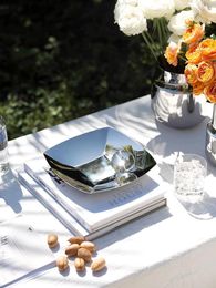 Plates Serveware Stainless Steel Trinket Dish Dessert Plate Metal Fruit Bowl Serving Tray For Salad Snack Home Decor