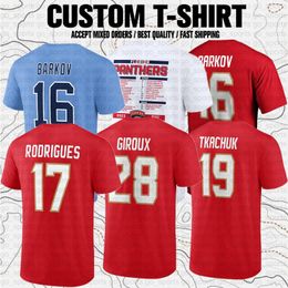 Custom Matthew Tkachuk Scott Mellanby Aleksander Barkov Sam Reinhart Sergei Bobrovsky USA Hockey Club Fans Branded T-Shirt Tees