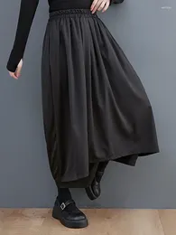 Women's Pants 2024 Spring Autumn Black Vintage High Waist Wide Leg Women Plus Size Casual Loose Skirt Trousers Fashion Streetwear