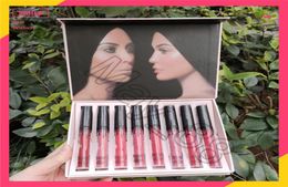 New KL Lip Makeup Lipgloss 8pcsset Matte Lipstick Gift box set Lipstick Kit Beauty Make up Cosmetics1289798