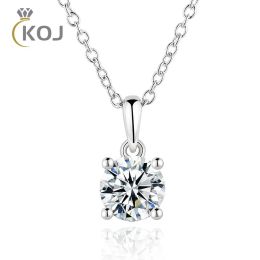 Necklaces KOJ 1CT Moissanite Necklace 925 Silver Not Allergy Inlaid Moissanite Pendant Jewelry Luxury Glitter Versatile Necklace