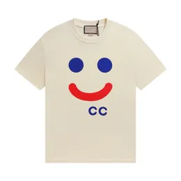 2024SS Mens Tees Polos round neck printed smiling face style summer dress women's street pure cotton beige white t-shirt fashion tshirts S-XL