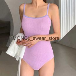 Women's Swimwear Korean Style One-piece Swimsuits for Women Bodysuits Green Purple Girl Beach Bathing SuitsH2422088