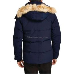 Men'S Down Parkas Men Winter Jackets Real Coyote Fur Designer Homme Puffer Outdoor Windbreaker Jassen Outerwear Hooded Fourrure Ma Dh40L