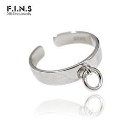 Rings F.I.N.S Chic INS Korean Style Woman 925 Sterling Silver Rings for Women Small Circle Pendant Glossy Open Ring Fine Jewellery