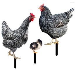 Garden Decorations 3 Pcs Plant Decor Large And Small Chicken Stakes Yard Lawn Hen Sign Insert