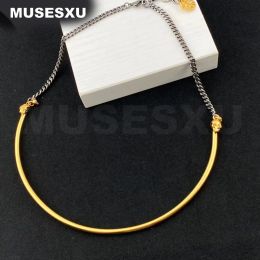 Torques Jewellery & Accessories Luxury Retro Brand Golden Skull Semicircle Neck Strap Two Colour Metal Necklace For Women's Party Gifts