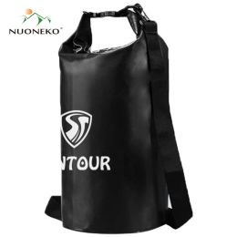 Bags NUONEKO Outdoor Waterproof Bag Portable Rafting Bucket Bag Hiking Camping Fishing Tourism Trekking PVC Rolltop Backpack BAG18