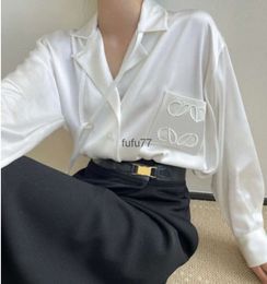 Black White Women Silk Shirts Blouses Mens Designer Tshirts with Letters Embroidery Spring Autumn Long Sleeve Tee Casual Tops S-L Highly Quality new