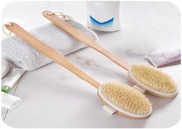 Bathroom Body Brushes Long Handle Bath Natural Bristles Brushes Exfoliating Massager With Wooden Handle Dry Brushing Shower Tool4234003