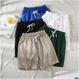 Men'S Shorts Summer Loose Short Mens Shorts Lace Up Elastic Band Casual Beach Board Plus Size Xxxl Surf Jogger Bike Sportswear Man Dr Dhdds