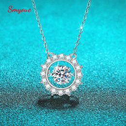 Necklaces Smyoue 5/6/6.5mm Dancing Stones Zircon/moissanite Necklace for Women Sparkling Lad Diamond Pendant 925 Sterling Silver Wholesale