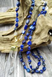 Necklaces Natural Rough Quartz Point Lapis Chips Beads Necklace