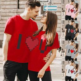 Women's T Shirts Matching For Couples I Love U Printed Short Tall Womens Exercise Wear Women Cotton Summer Tops