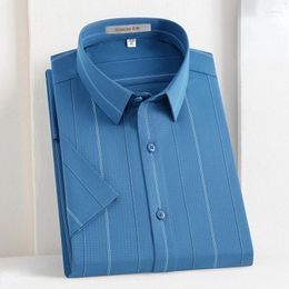 Men's Casual Shirts Bamboo Fiber 2024 Summer Thin Short Sleeved Shirt Business Stripe Formal Clothes For Men Camisas