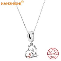 Necklaces Dinosaur Necklace 925 Sterling Silver I Love You Forever Heart Pendant Box Chain Necklace Vintage Fine Jewellery for Women Men