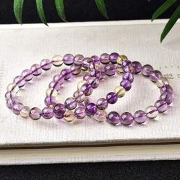 Bangles Natural Ametrine Yellow Purple Bracelet Women Men 8mm Charms Gemstone Stretch Crystal Bracelet AAAAA