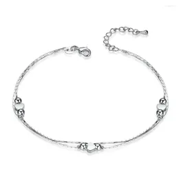 Anklets Fashion 925 Sterling Silver Needle Heart Women Chain Ankle Bracelet Sandal Beach Foot Anklet Gift 1PC Fast