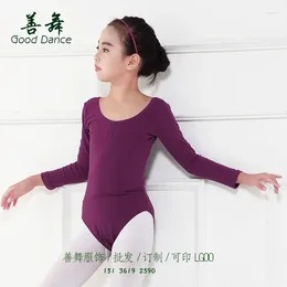 Stage Wear Children's Dance Clothes Girls' Cotton Long-sleeved One Piece Training Grading Body Spring And Autumn